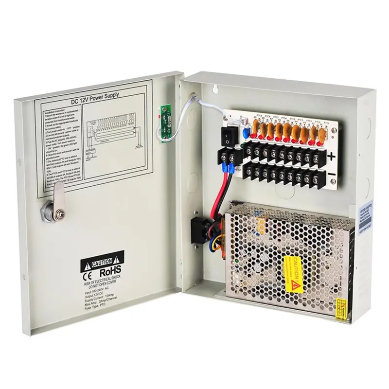Boîtier d'alimentation 9 ports 12V/10A 