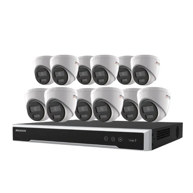 Ensemble Hikvision NVR 8MP/4K avec 12 caméras à vision nocturne ColorVu 4MP