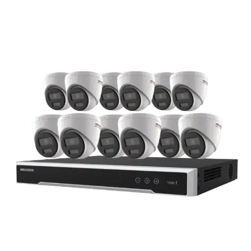 Ensemble Hikvision NVR 8MP/4K avec 12 caméras à vision nocturne ColorVu 4MP